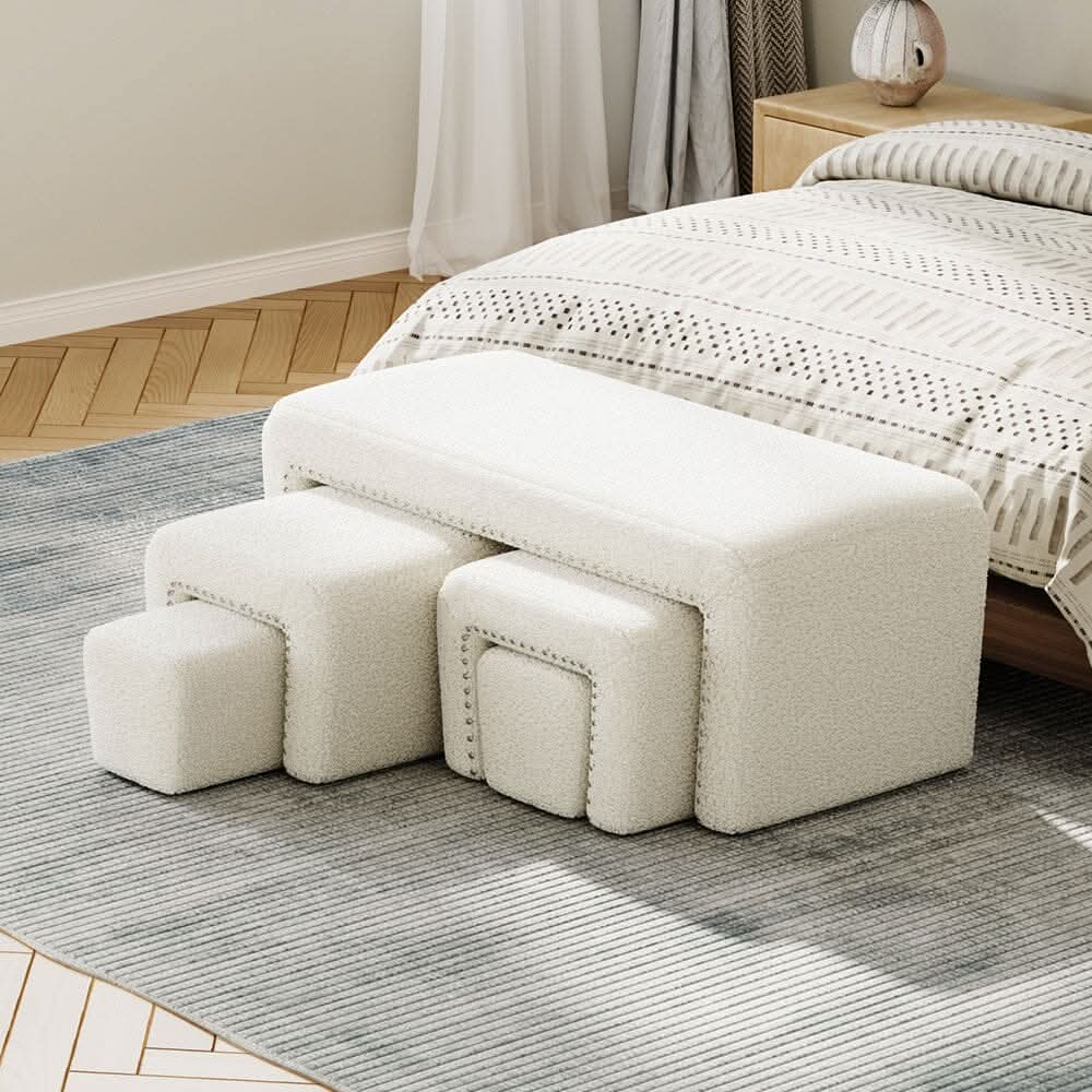 Modular Teddy Fabric Combination Stool Set