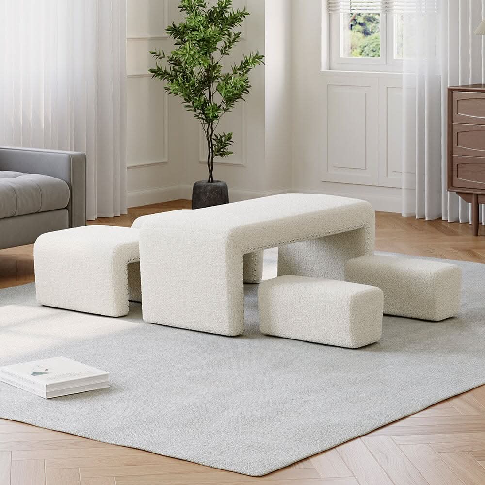 Modular Teddy Fabric Combination Stool Set