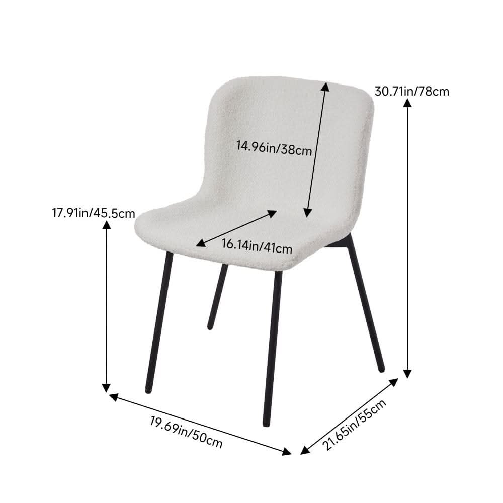 Modern Teddy Fabric Dining Chair with Black Metal Legs