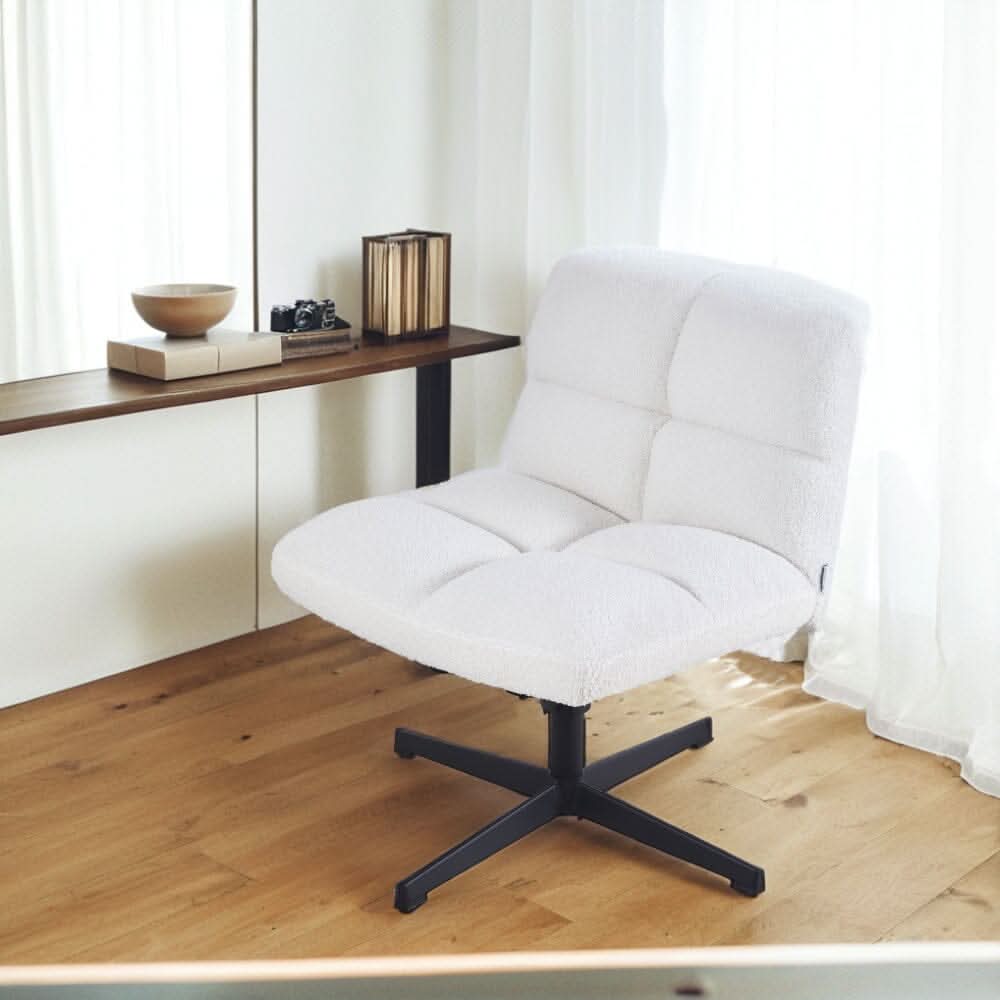 Plush Teddy Bear Fabric Accent Chair in White