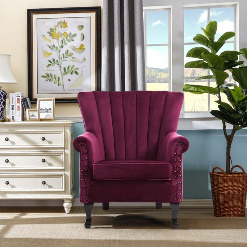 Luxurious Button Armchair with Toss Pillow