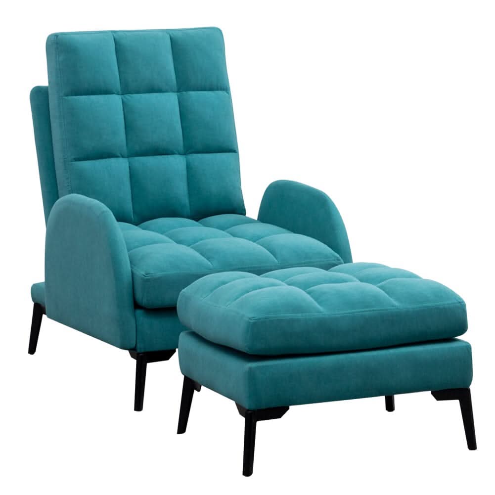 Leisure Recliner Armchair and Ottoman Set with Footstool Metal Legs