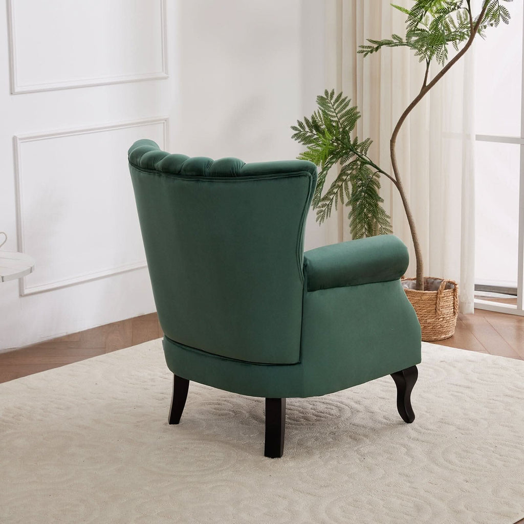 Accent Chair Velvet Curved Legs Studded Detail