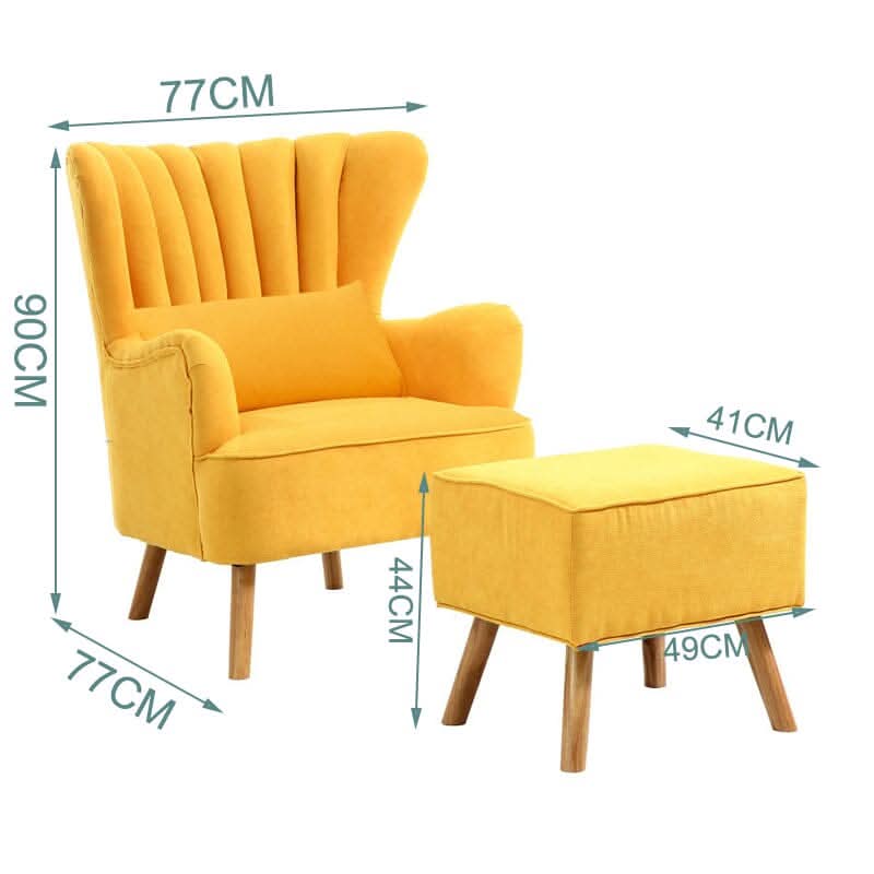 Modern Wingback Accent Chair with Ottoman and Pillow