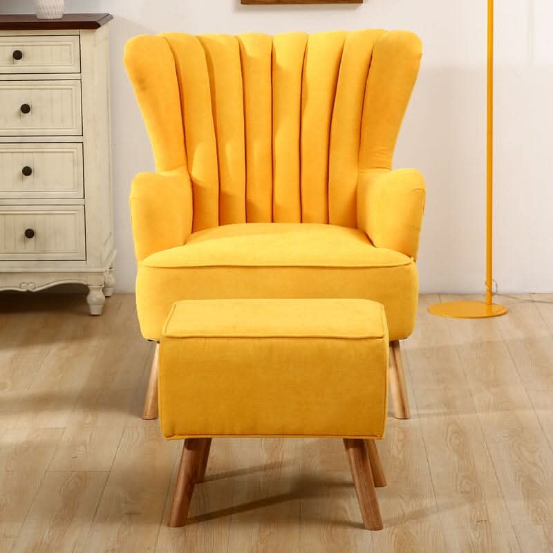 Modern Wingback Accent Chair with Ottoman and Pillow