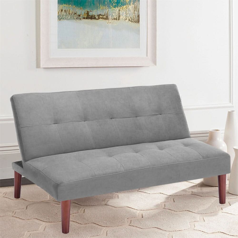 Small Modern 2-Seater Padded Convertible Sofa Bed with Wooden Legs