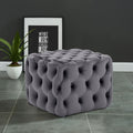 Modern Grey Velvet Cube Ottoman for Living Room & Bedroom