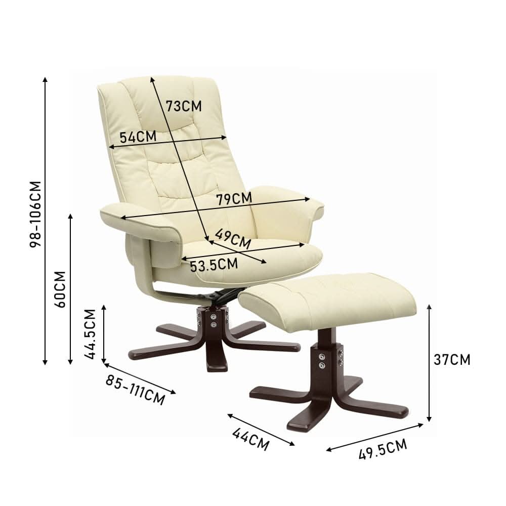 Executive Recliner Chair with Ottoman PU Leather Dark Brown Duck Feet Base