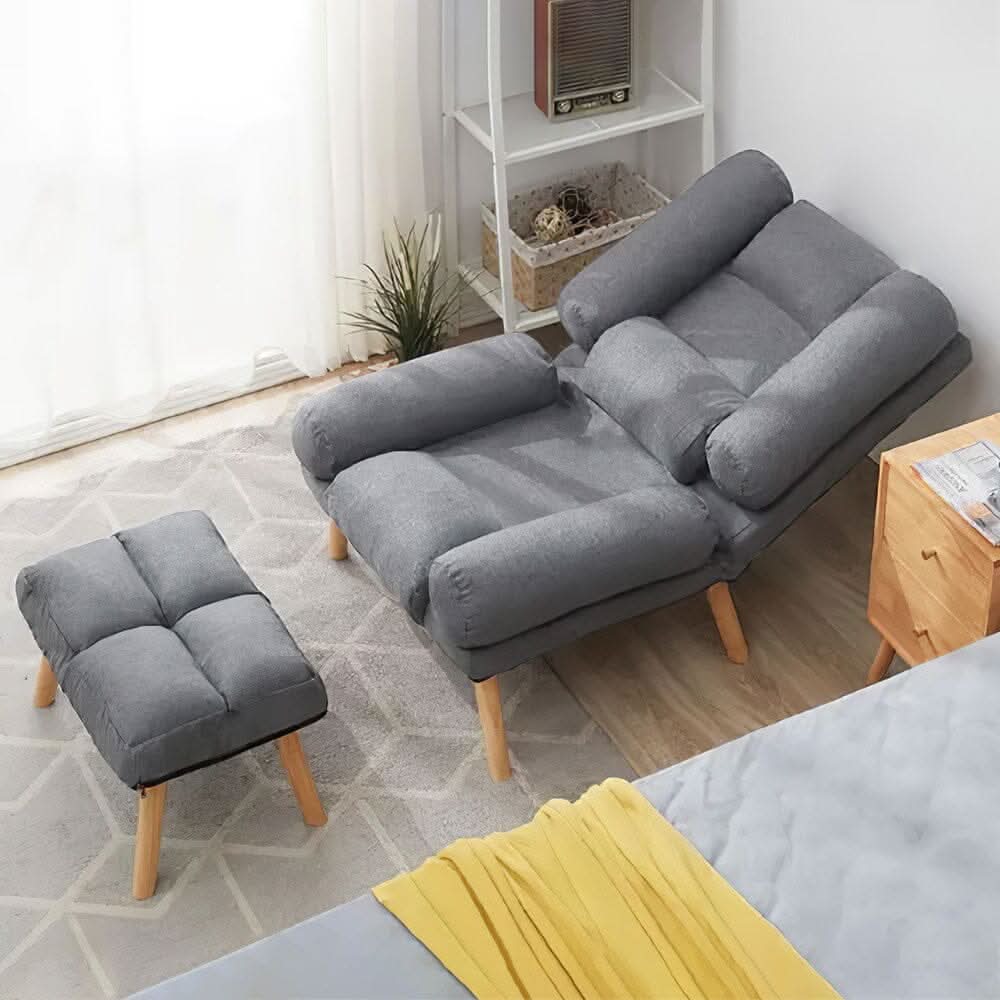 Modern Adjustable Leisure Chair with Ottoman Grey