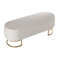 White Teddy Fleece Storage Bench with Metal Legs