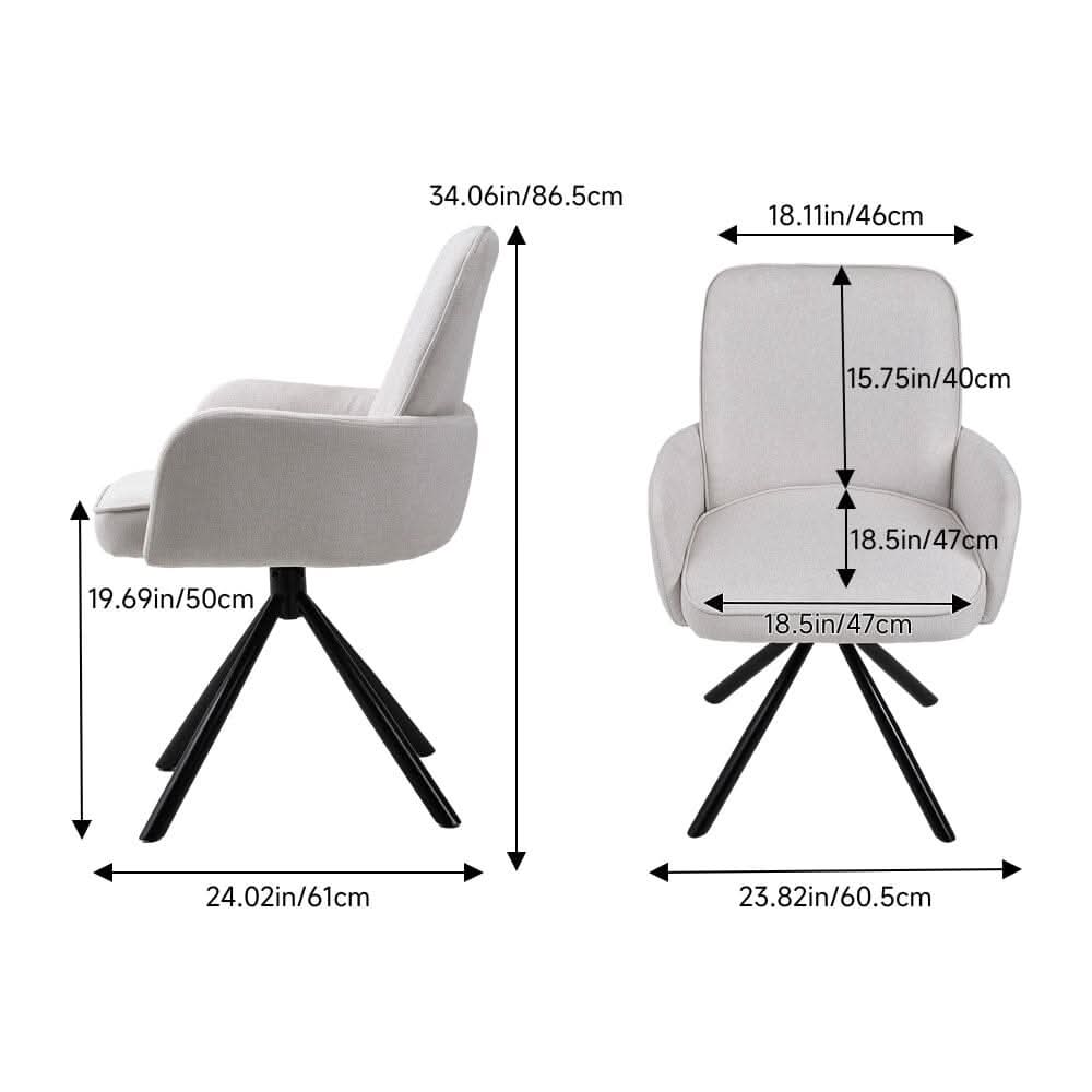 Scandinavian Style Swivel Accent Chair Linen Fabric