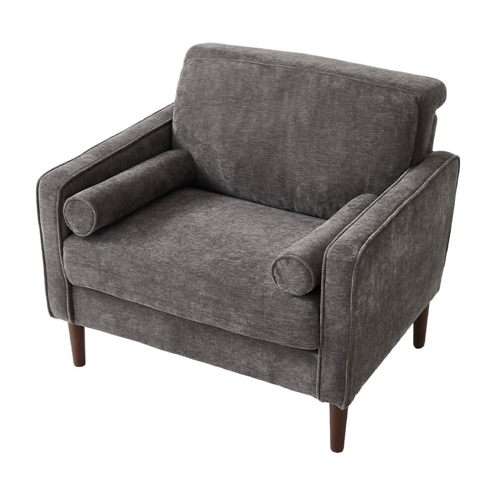 Accent Chair with 2 Cylindrical Pillows - Zippered Detachable Cushions