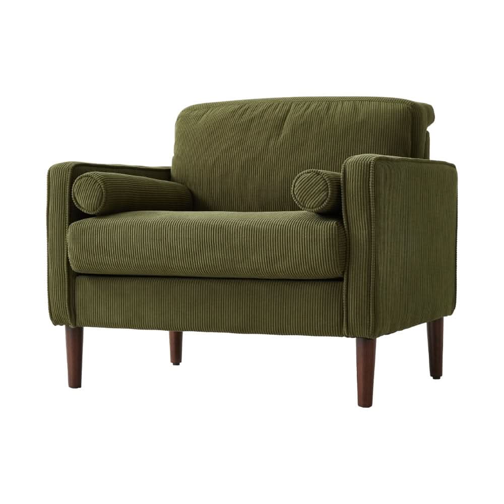 Accent Chair with 2 Cylindrical Pillows - Zippered Detachable Cushions