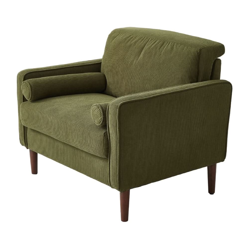 Accent Chair with 2 Cylindrical Pillows - Zippered Detachable Cushions