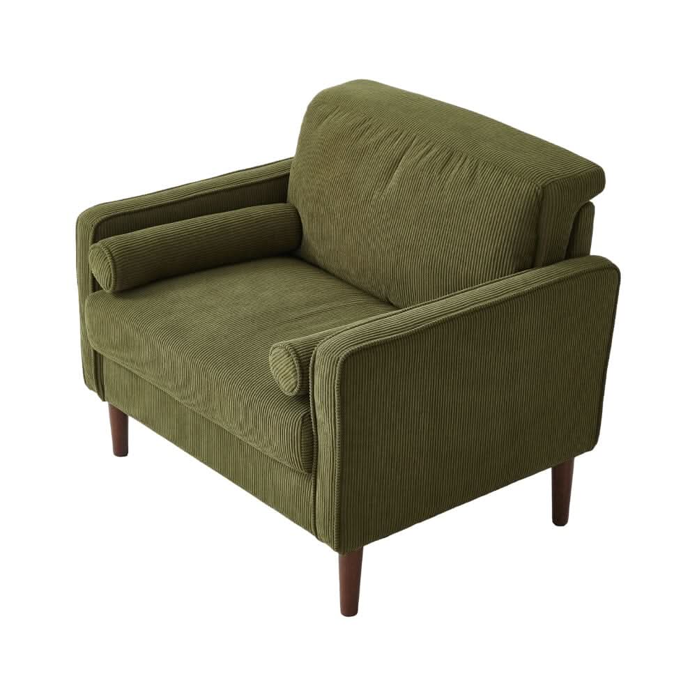 Accent Chair with 2 Cylindrical Pillows - Zippered Detachable Cushions