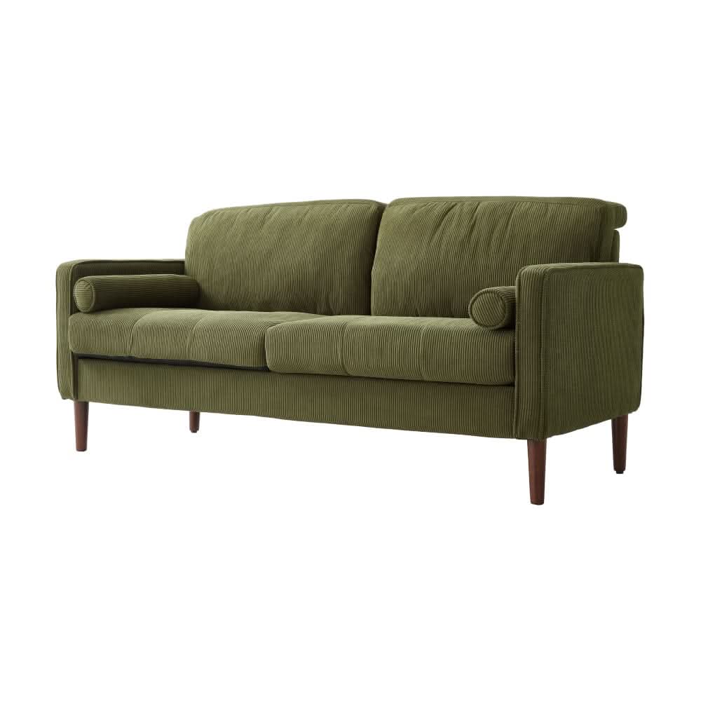 2 Seater Sofa with Cylindrical Pillows and Plush Cushions