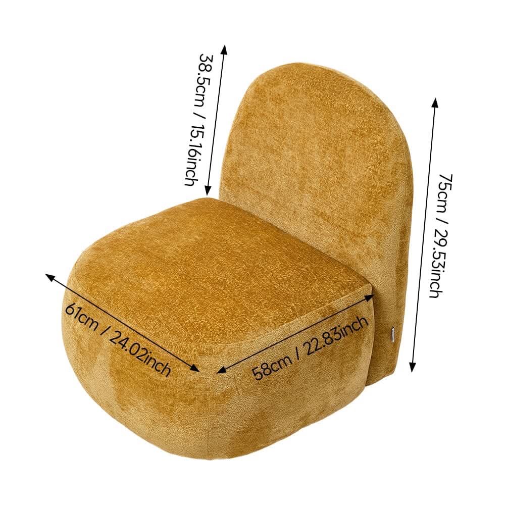 Organic Shape Accent Chair Chenille Fabric