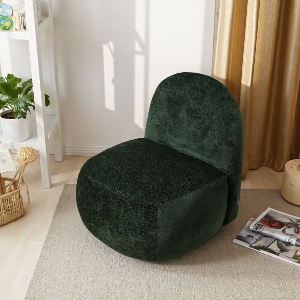 Organic Shape Accent Chair Chenille Fabric