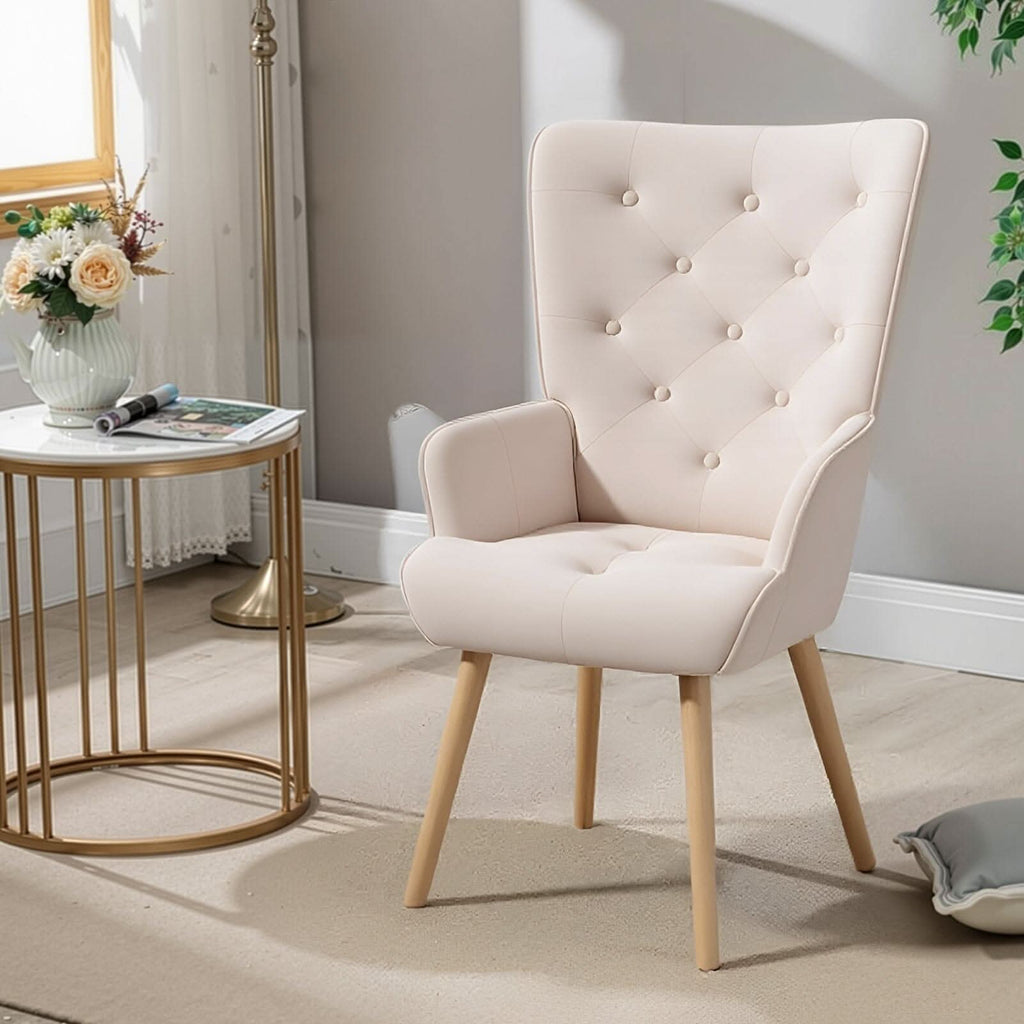 Retro Tufted Wingback Accent Chair Velvet Fabric