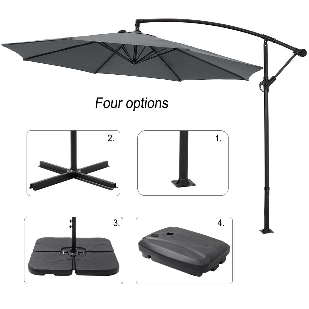 3M Sun Parasol Hanging Banana Umbrella Dark Grey