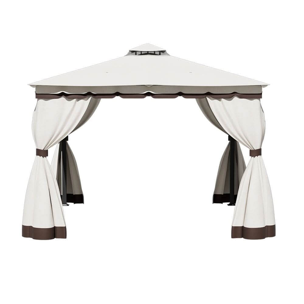 3*3m/4*4m Garden Party Beige Tent with Ground Pegs