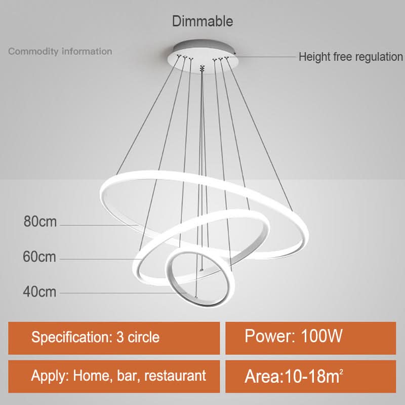 Modern Led Pendant 3 Acrylic Ring Chandelier