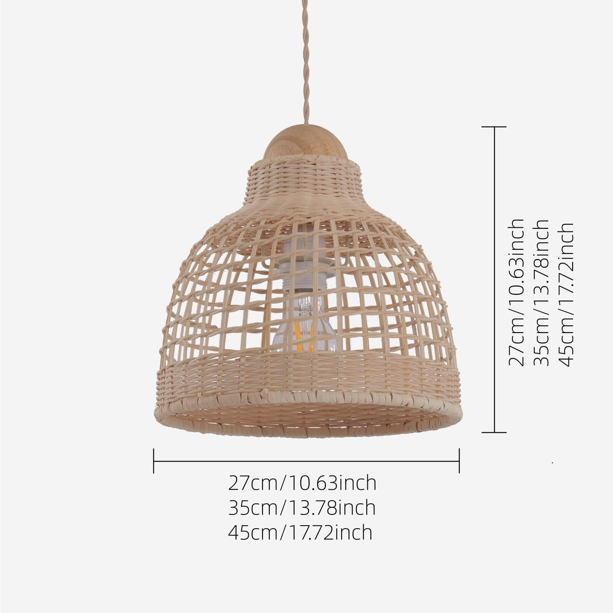 Lightsin Cella-Elegant Vintage Woven Rattan Minimalist Pendant Light