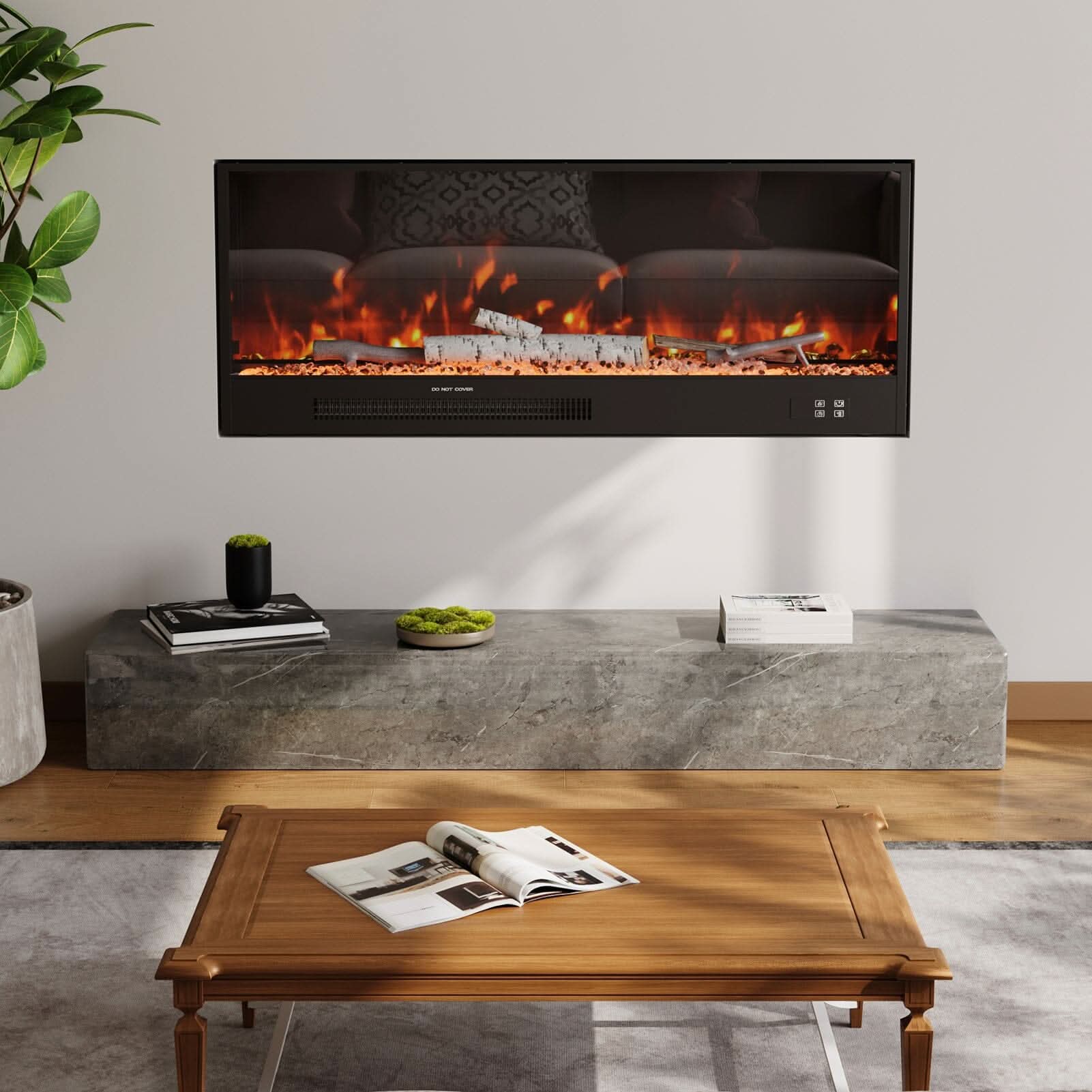 Smallbee 33/46/58inch WiFi Electric Fireplace with LED Display & Realistic Flame Effect