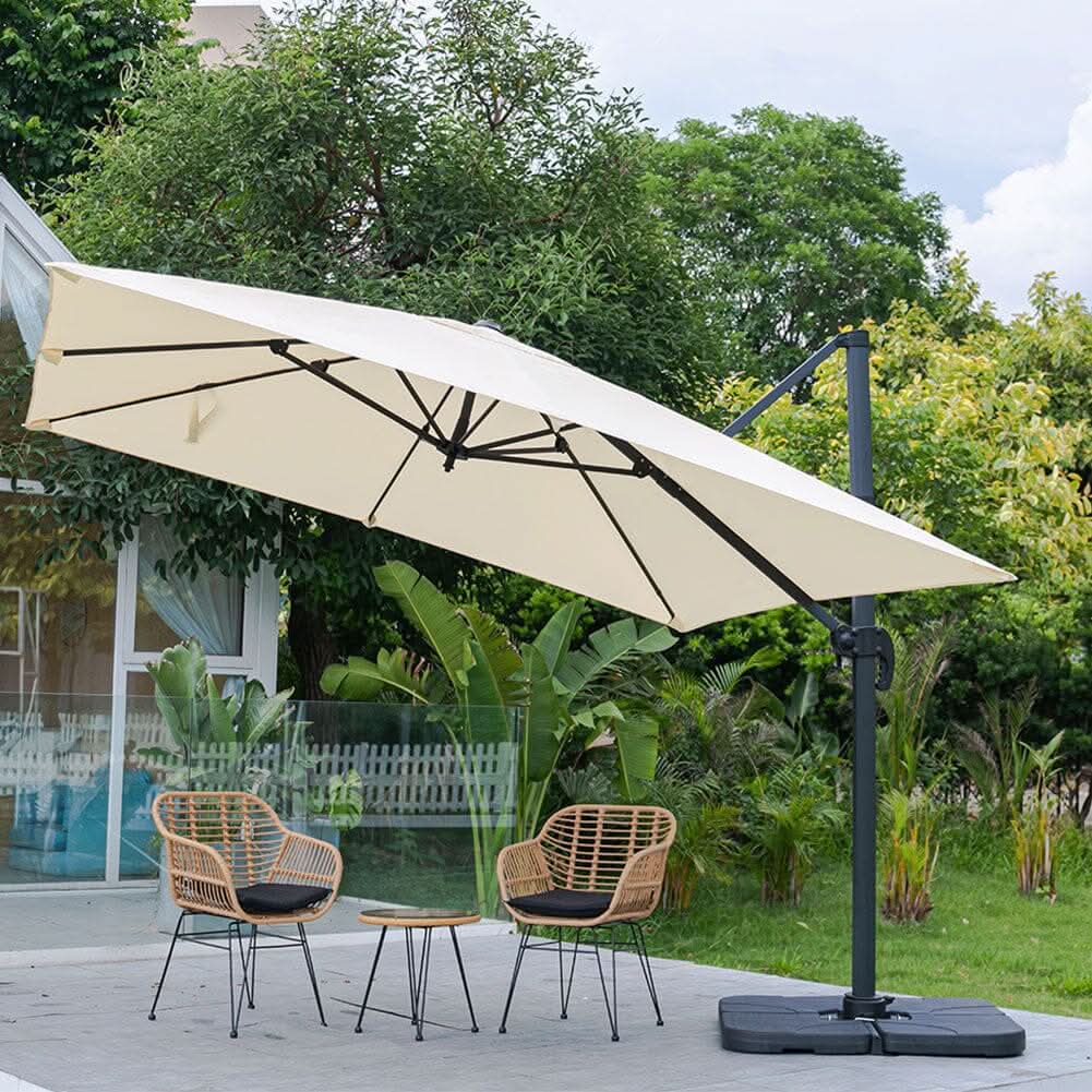 3 x 3 m Square Cantilever Parasol Outdoor Hanging Umbrella for Garden and Patio