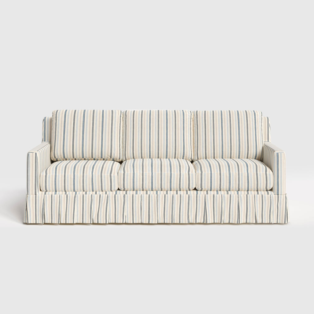 Cottonfy 3 Seater Striped Sofa with Removable Covers and Skirted Design