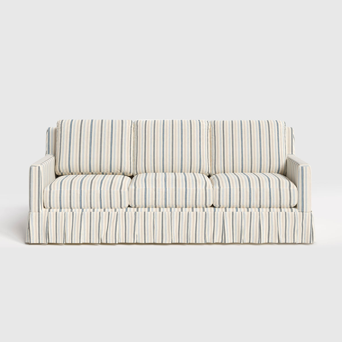 Cottonfy 3 Seater Striped Sofa with Removable Covers and Skirted Design