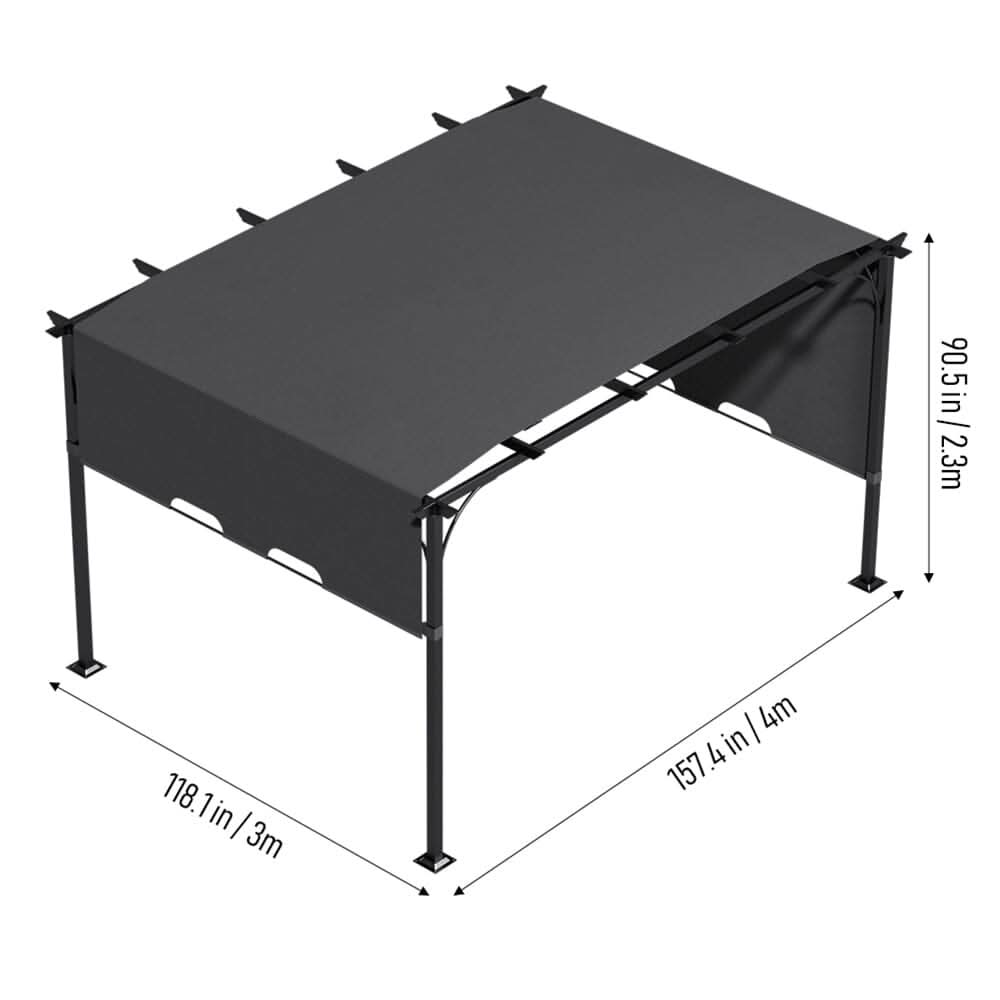 3x3x2.3m/3x4x2.3m Dark Grey Pergola Style Shade Canopy with Adjustable Roof