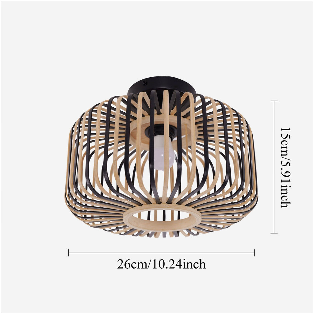 Lightsin Black Modern Ceiling Light – Handwoven Bamboo Pendant Light for Living Room, Bedroom & Kitchen
