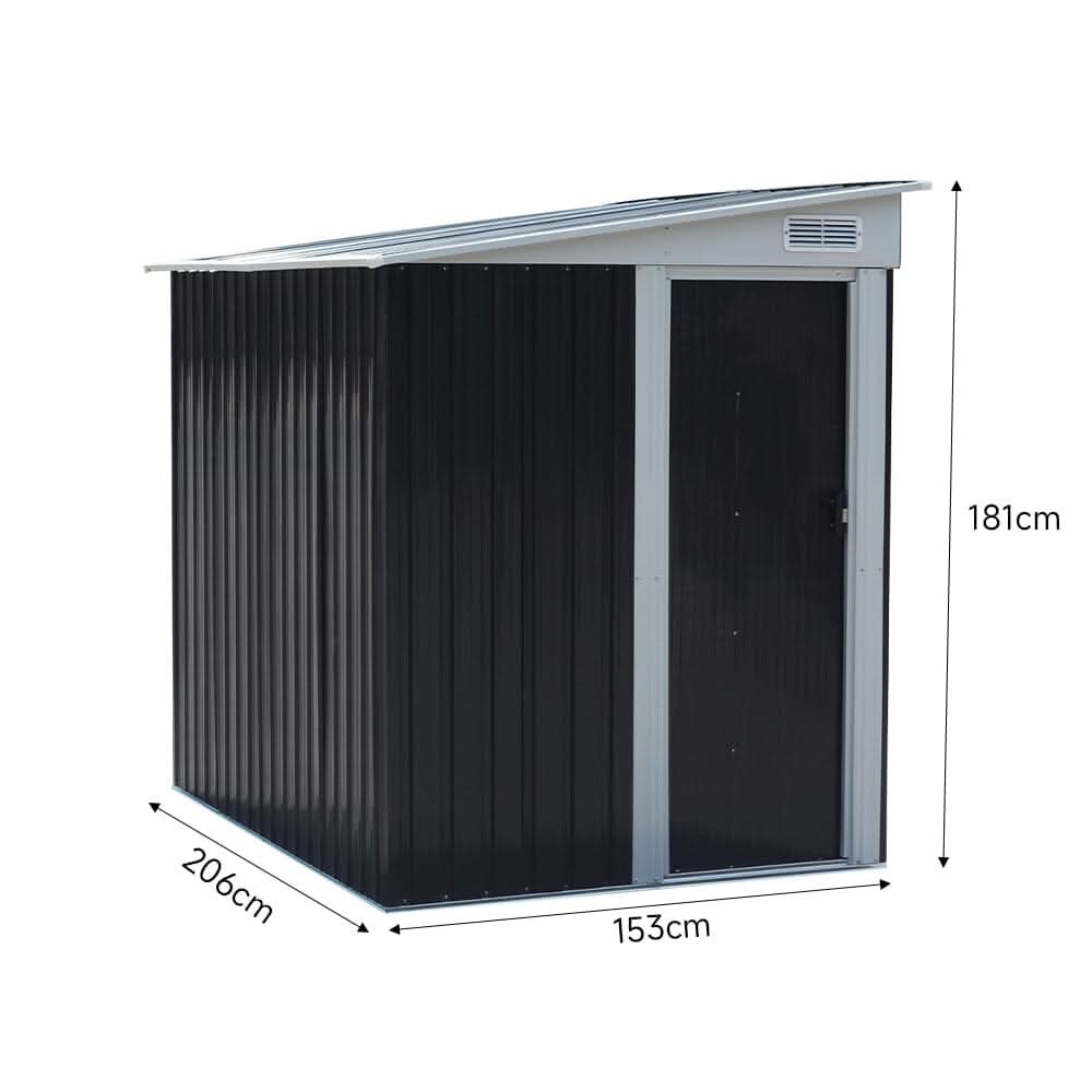 5X7 ft Metal Pent Roof Garden Tool Shed Outdoor Patio Storage House