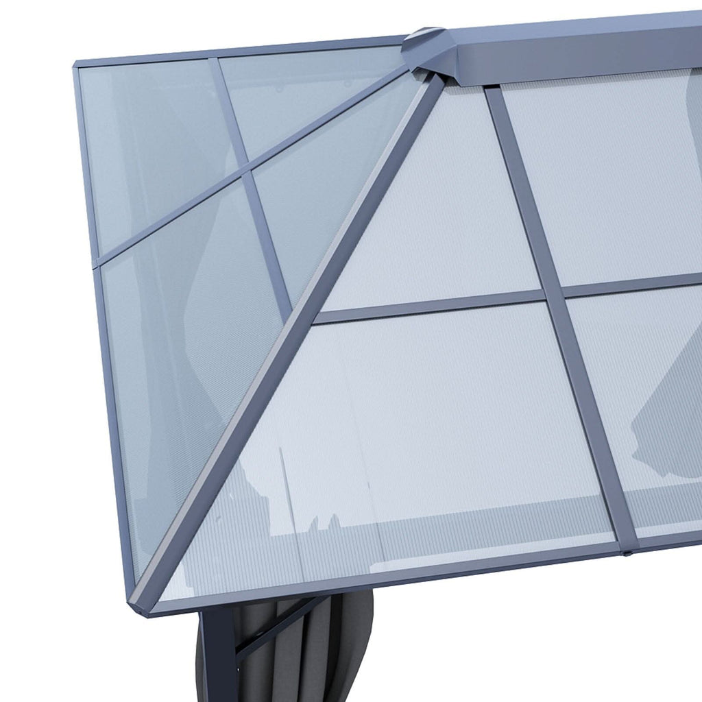 3*3*2.6m Dark Grey Single-roof Sunshade Canopy with Surrounding Fabric
