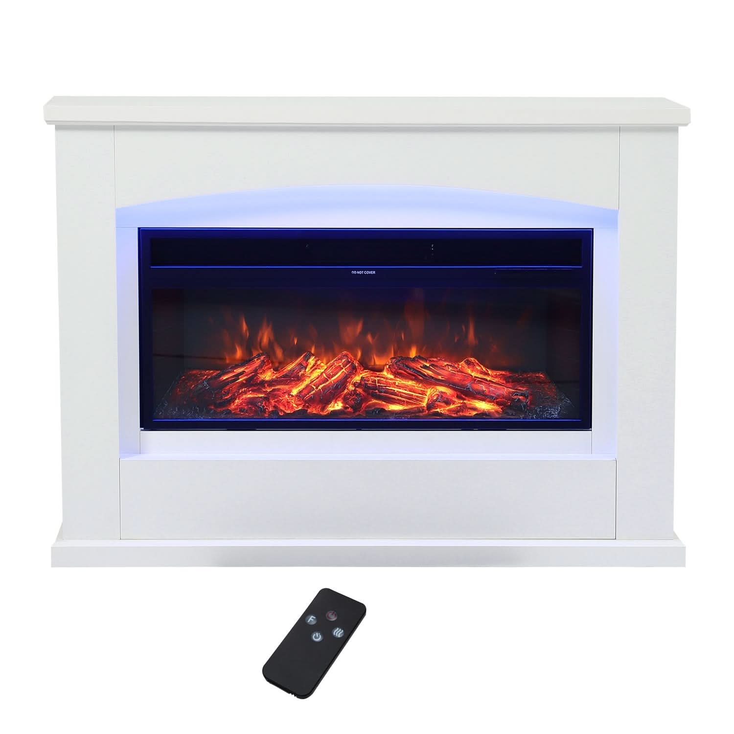 39/48 Inch W Electric Fireplace Suite 1800W with Ambient Light 1/7 LED Colours