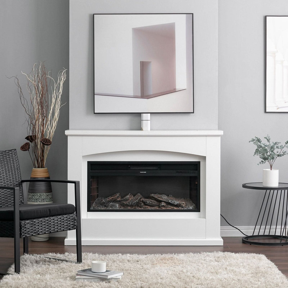 39/48 Inch W Electric Fireplace Suite 1800W with Ambient Light 1/7 LED Colours