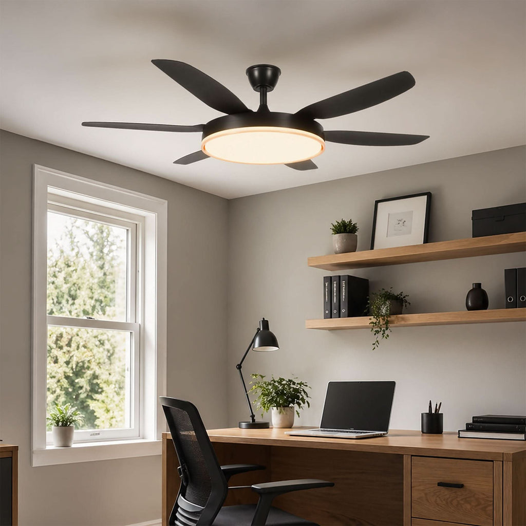 Lightsin Modern Black 57inch LED Ceiling Fan with Remote Control