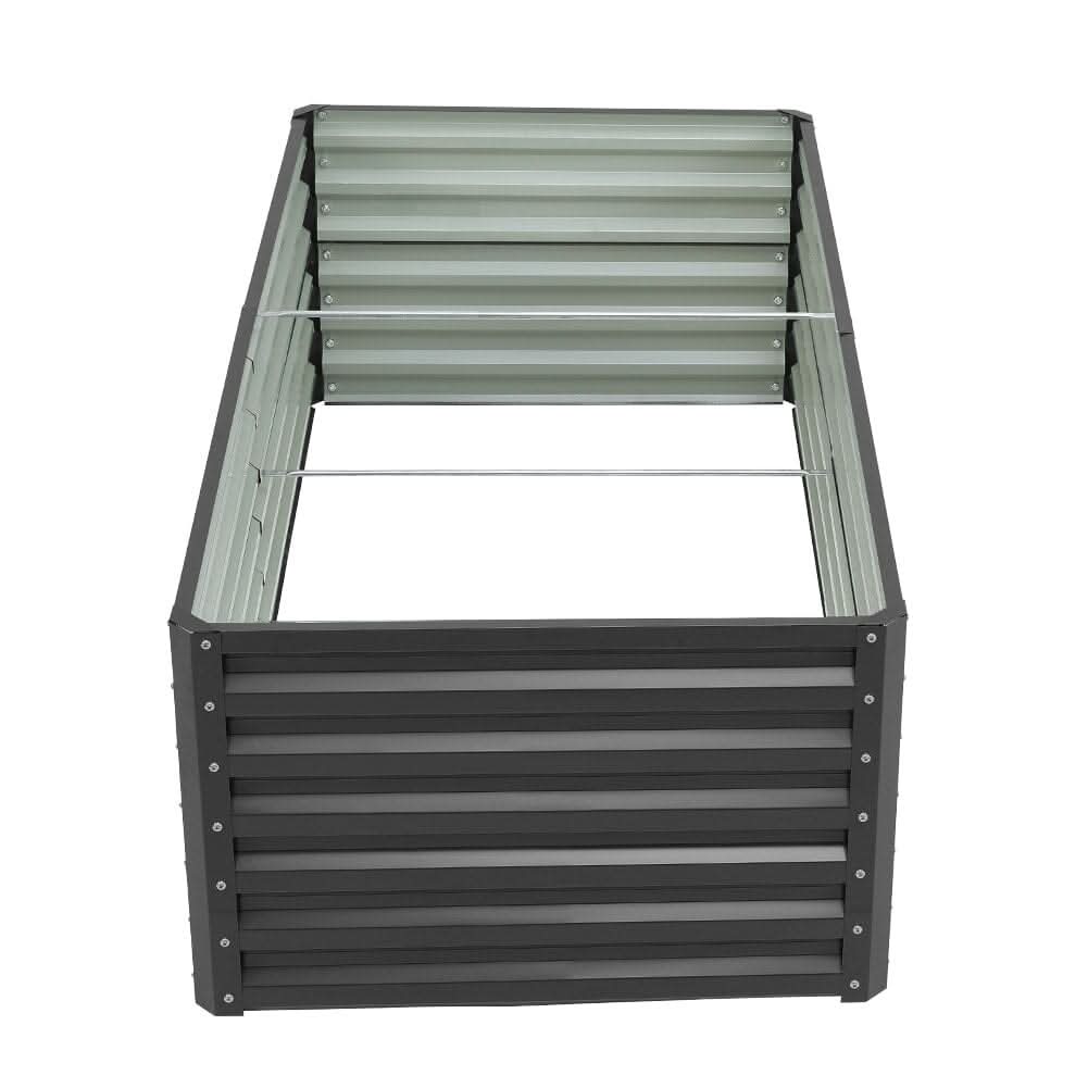 180×90×57cm Charcoal Black Rectangular Raised Garden Bed in Galvanized Steel