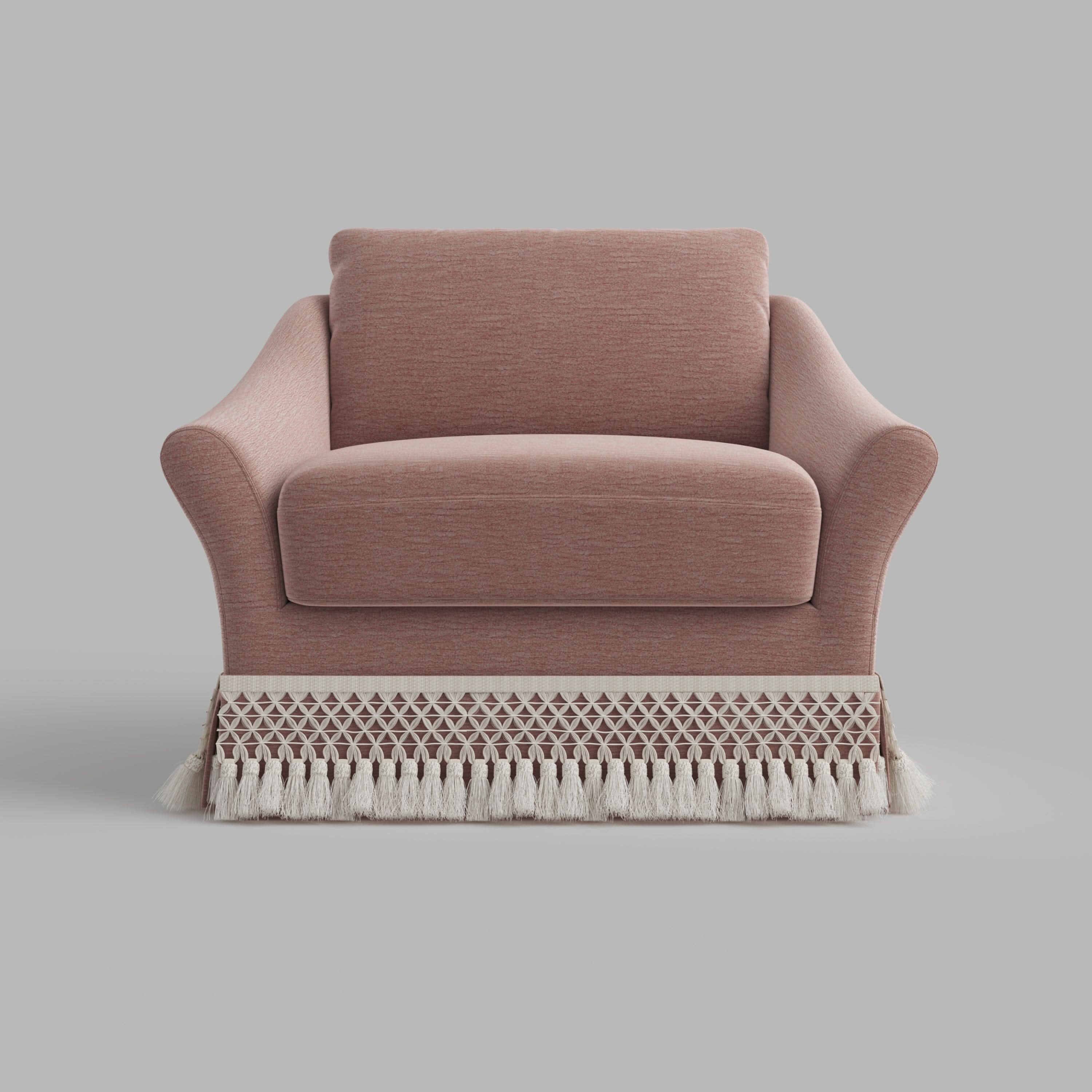 Cottonfy Slipcover Linen Armchair with Fringe