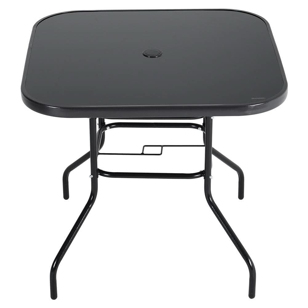 2 Seater Outdoor Table Square Tempered Glass Table and Garden Chairs