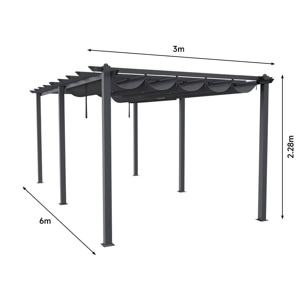 9ft Aluminum Patio Pergola with Sun-Shade Canopy