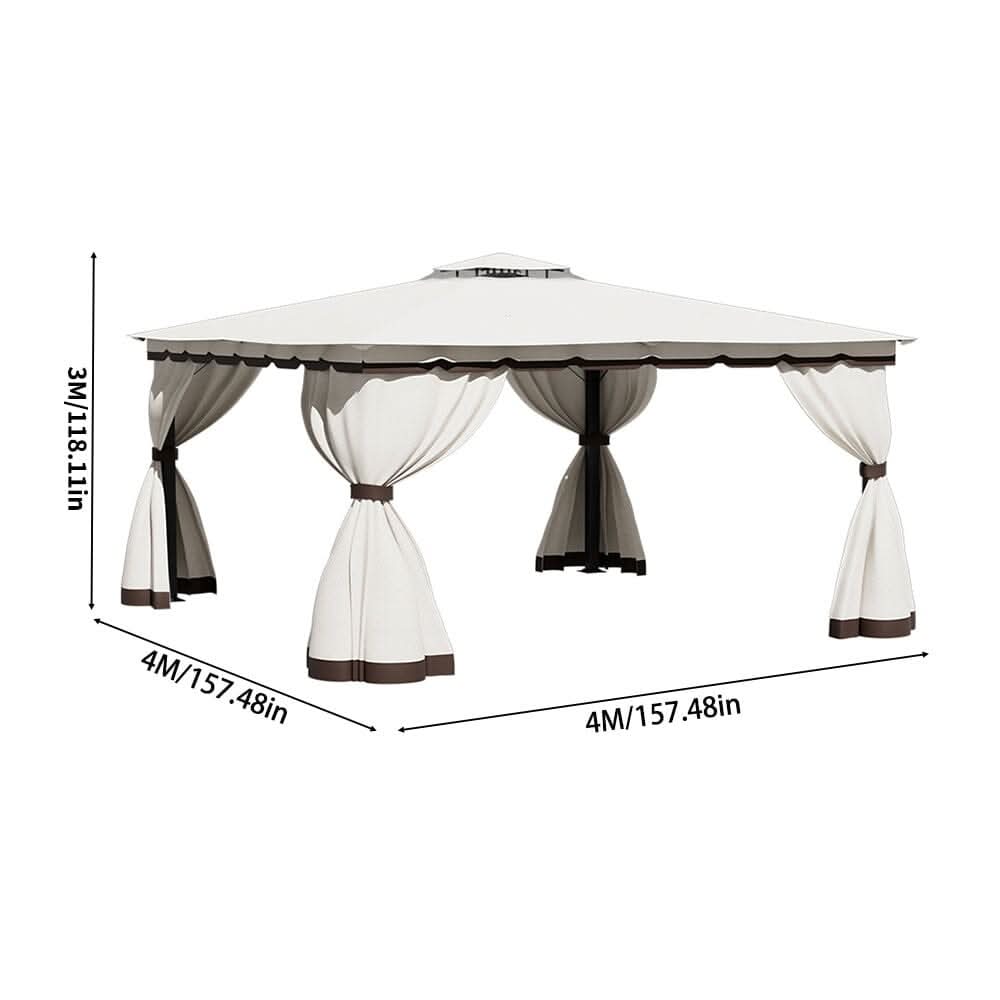 3*3m/4*4m Garden Party Beige Tent with Ground Pegs