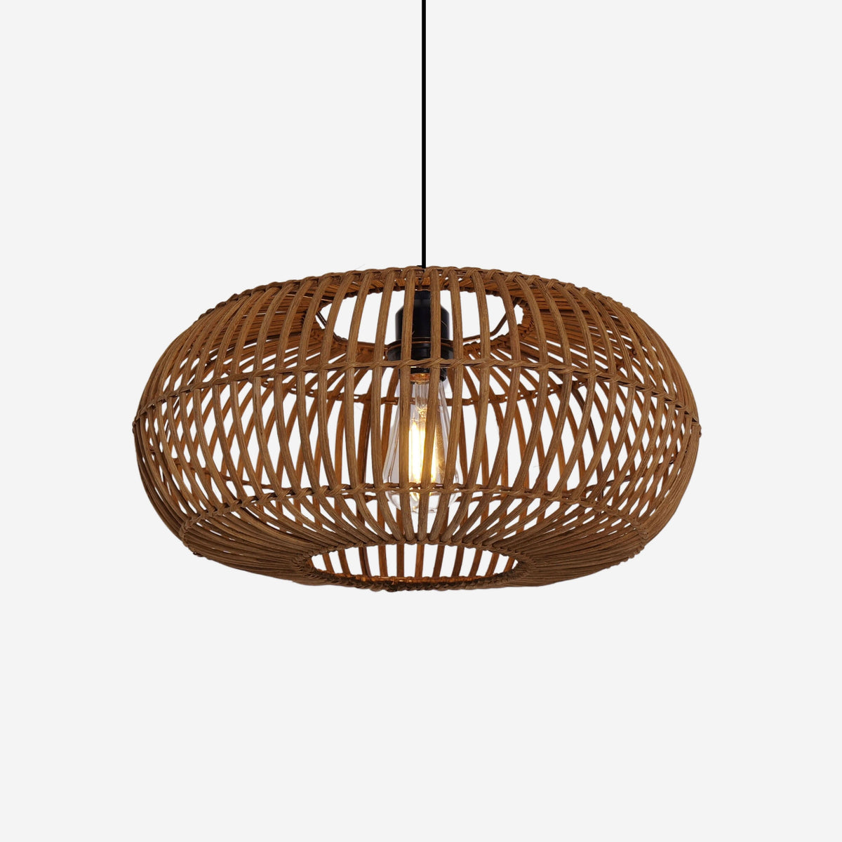 Lightsin Natural Bamboo Woven Round Pendant Light for Warm Interiors