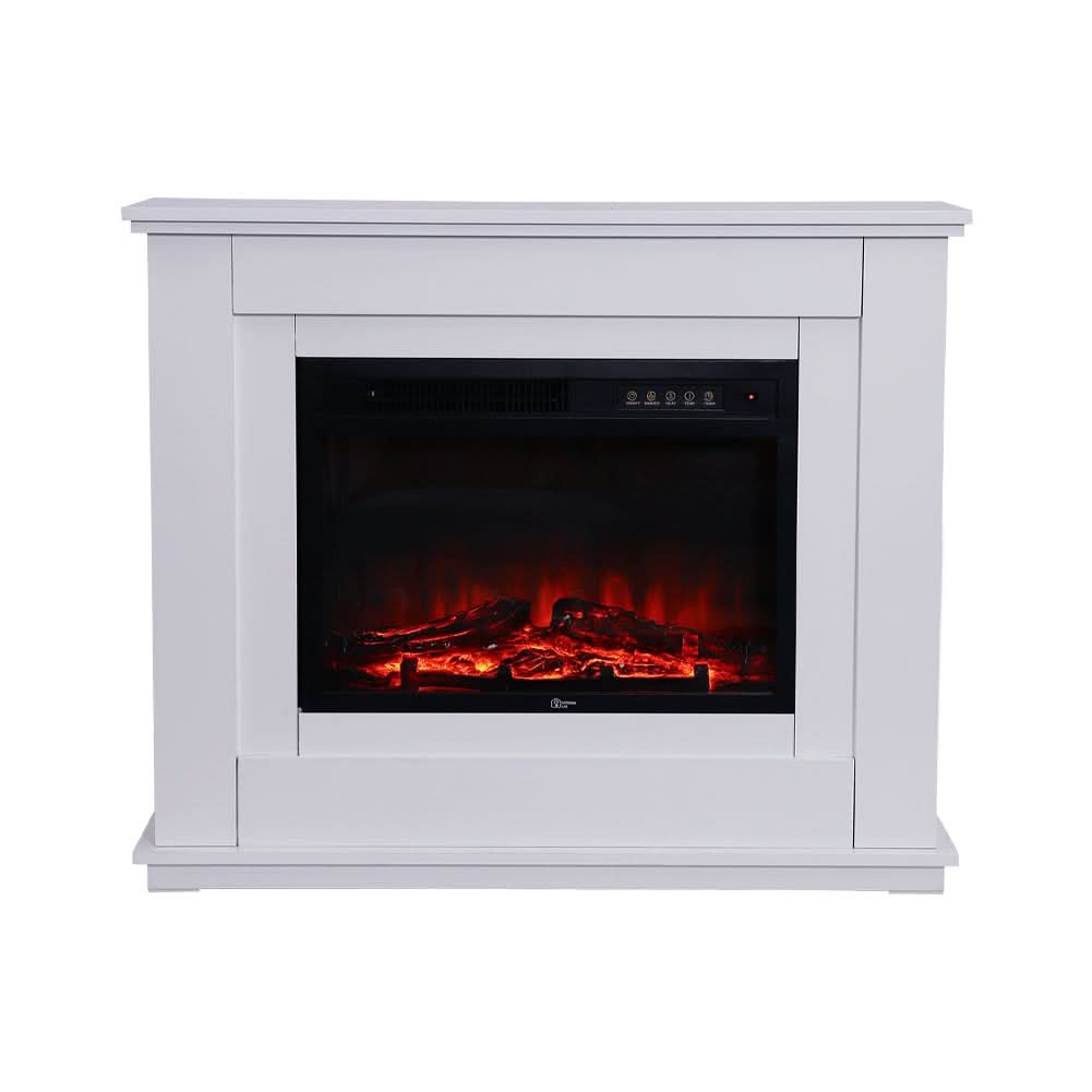 39 Inch Electric Freestanding Fireplaces White Wooden Mantel