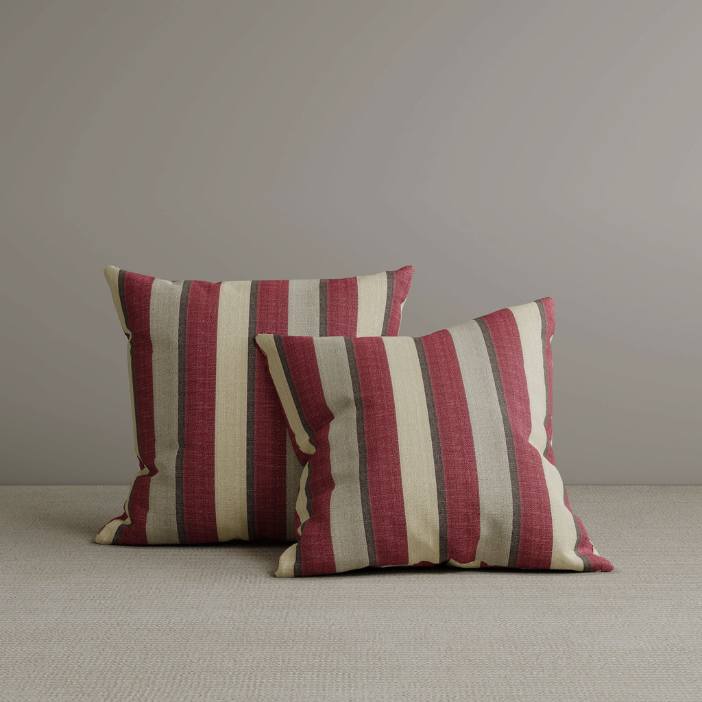 Square Exclusive Design Cushion in Claret Red Striped Cotton Linen, 45*45CM