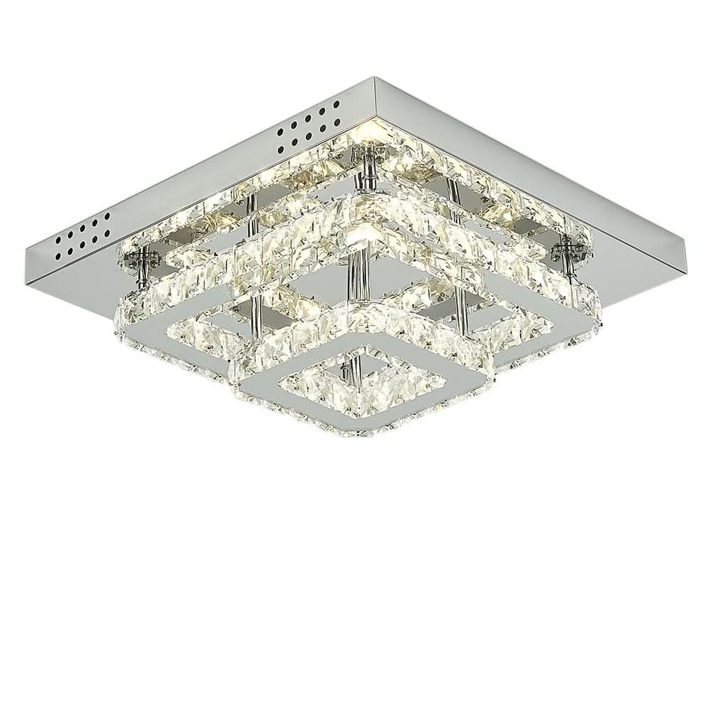 Modern 2-Tier Crystal LED Ceiling Light Fixture Dimmable/Non-dimmable