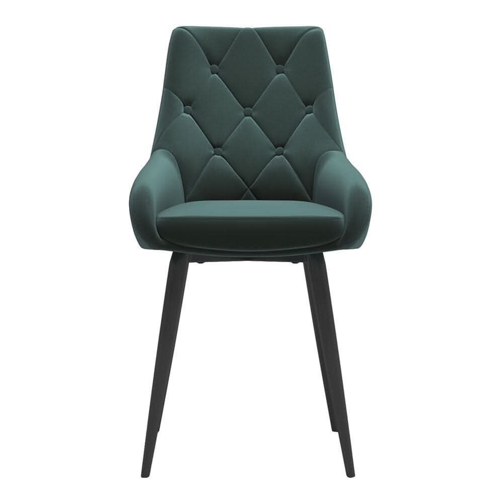 Set of 2 Dining Chair with Velvet Upholstery Green/Blue/Grey