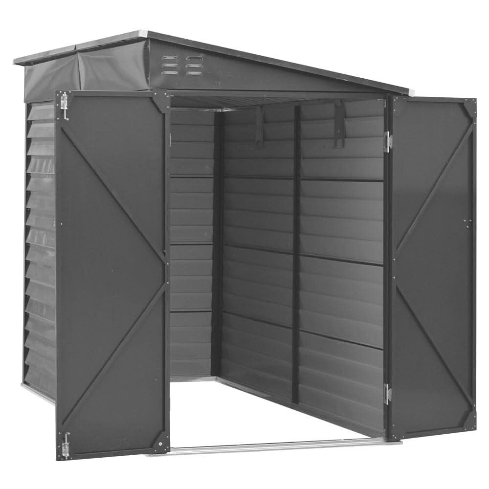 4.6×9 ft Steel Garden Bike Storage Shed Grey/White/Black Lockable