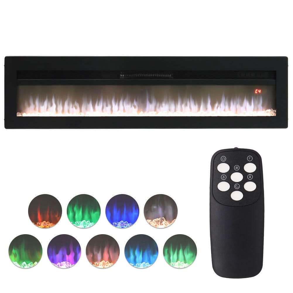 40/50/60 Inch Black/White 9 flame colour Electric Fireplace 1800W Wall Mounted Heater With Installation Kit